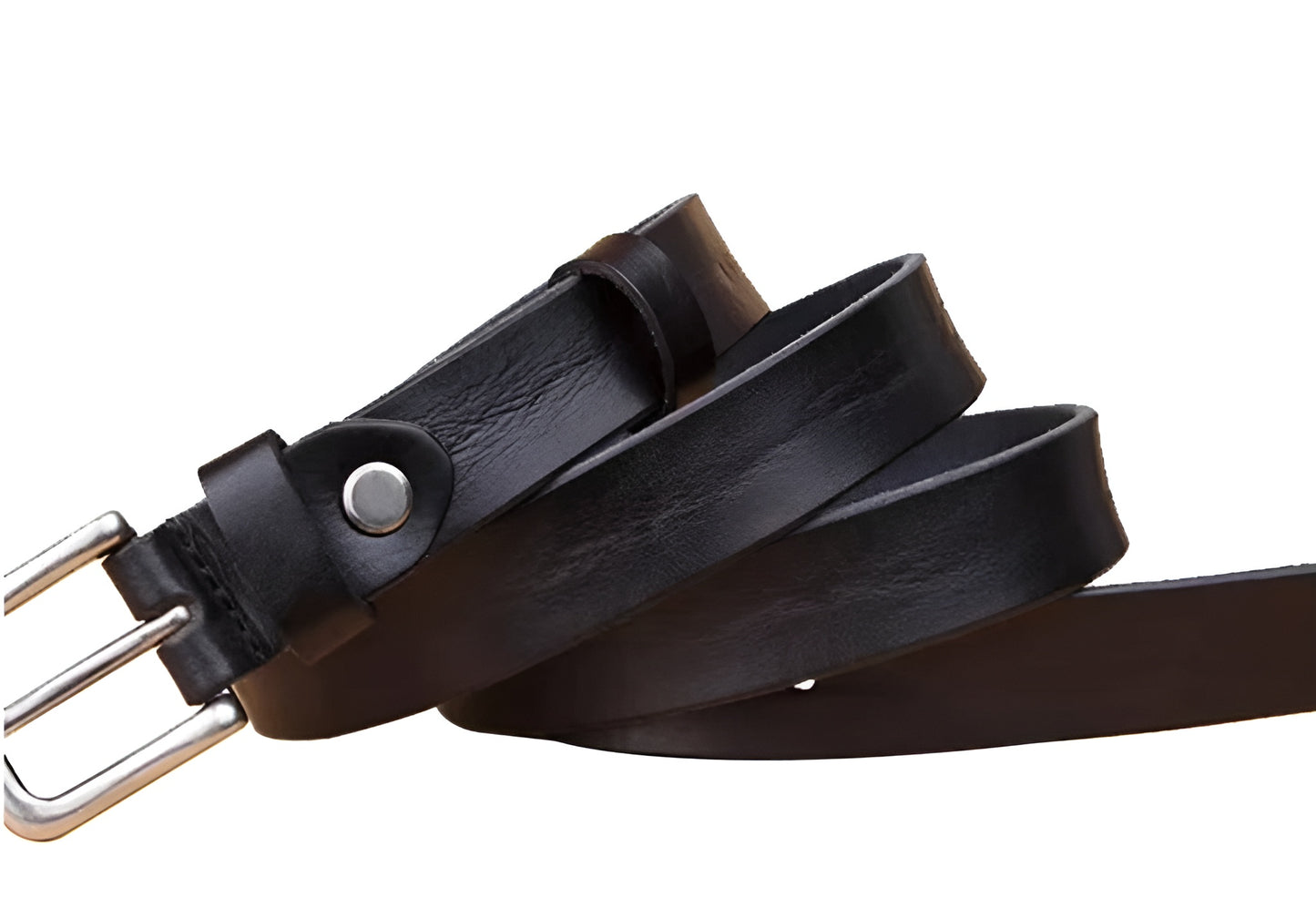 Ceinture Femme Cuir Noire à Boucle Argentée – Brooklyn