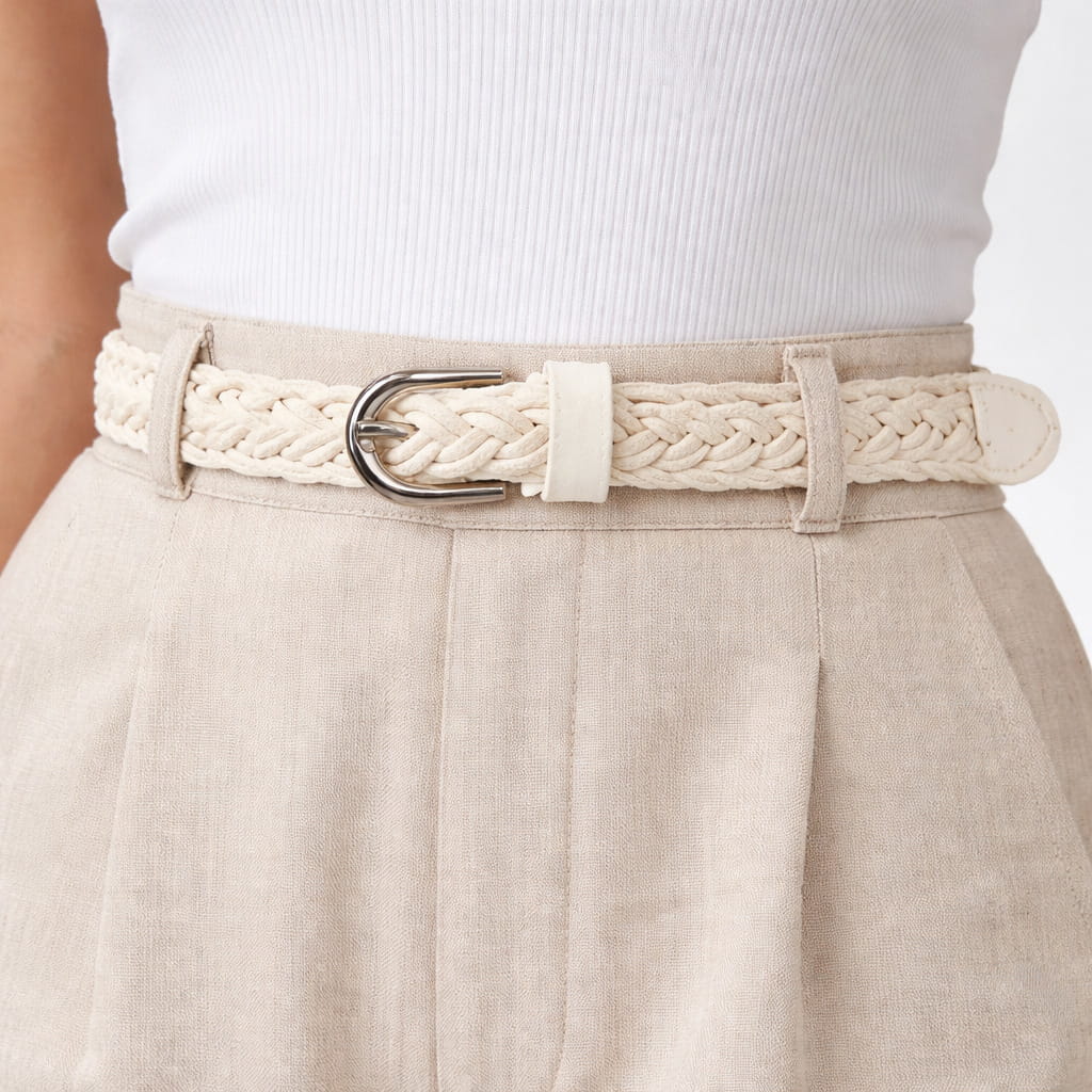 Ceinture Femme Tressée Blanche – Sienne