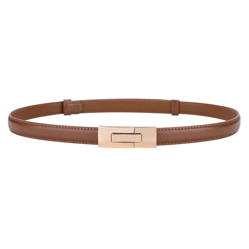 Ceinture Femme Cuir – Boucle Rectangle Fermoir Métal