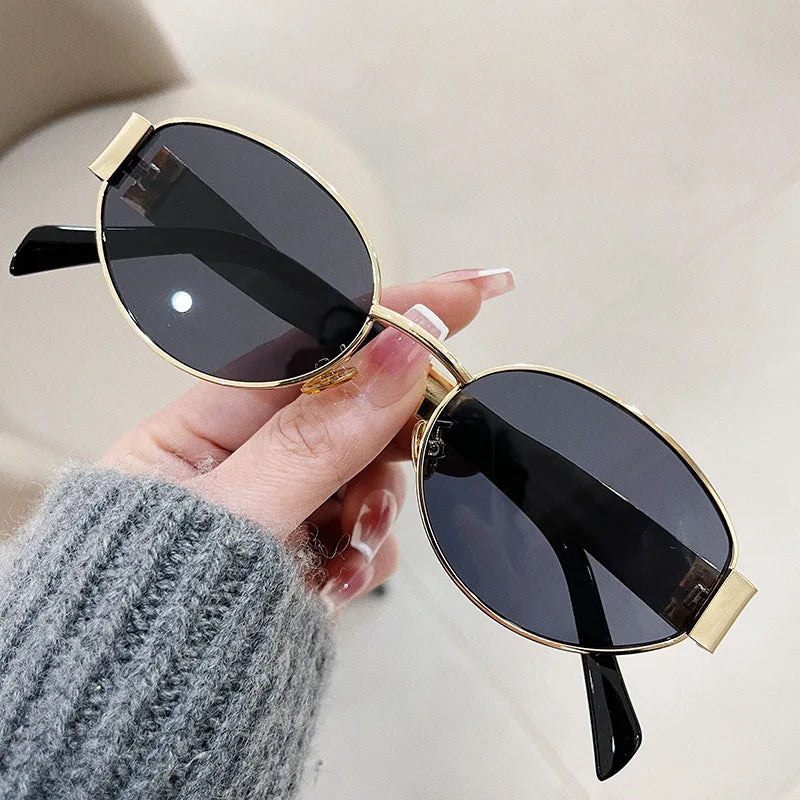 Lunettes de Soleil Femme Ovales Métalliques – Tienda