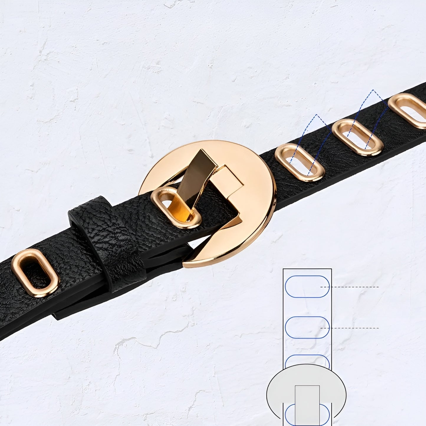 Ceinture Femme Noire en Cuir à Boucle Dorée – Barcelone