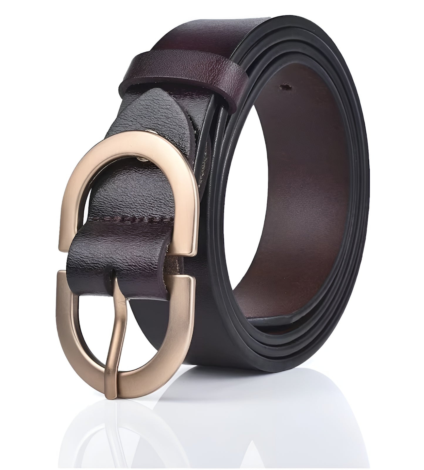Ceinture Femme en Cuir Marron à Boucle Dorée – Roma
