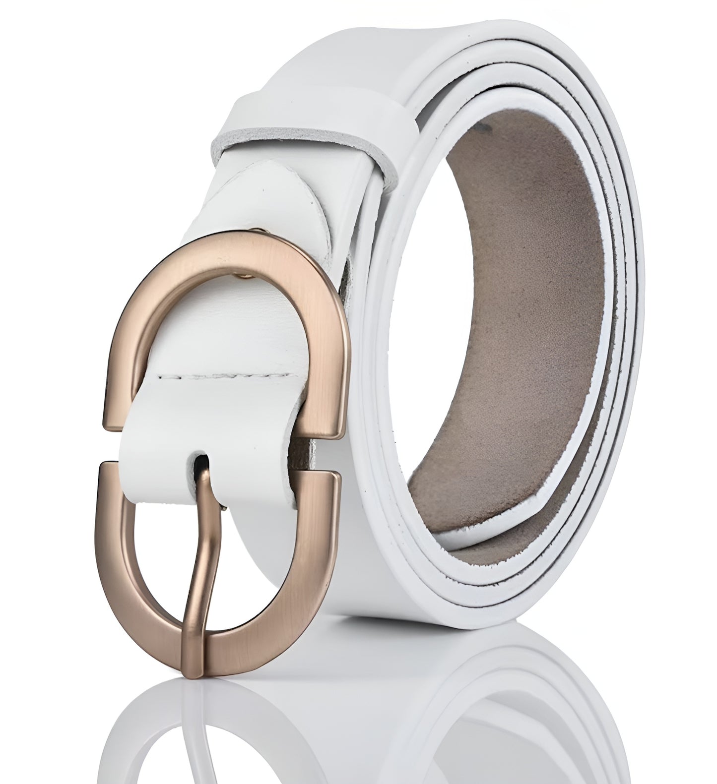 Ceinture Femme en Cuir Blanche à Boucle Dorée – Oslo
