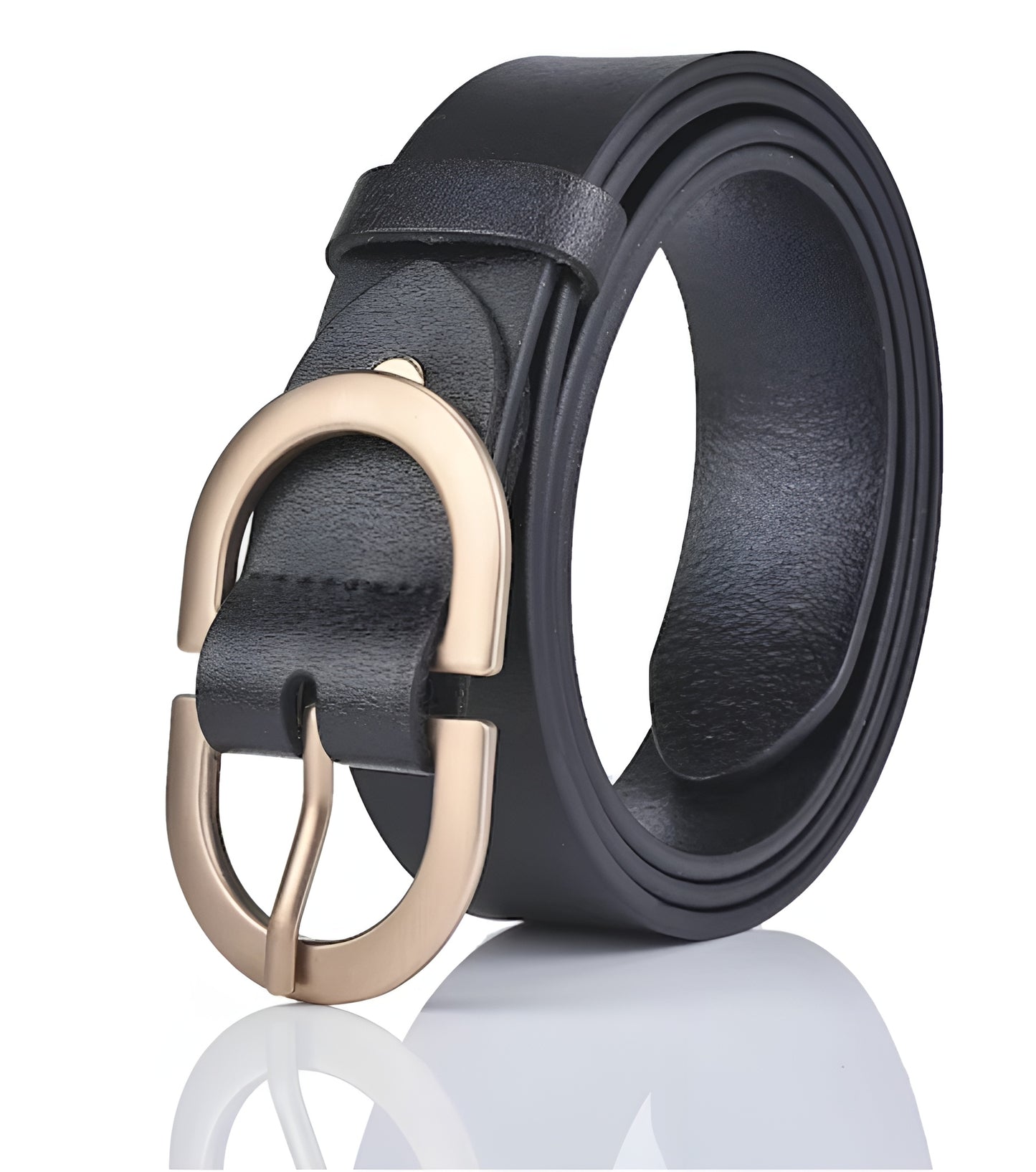 Ceinture Femme en Cuir Noir à Boucle Dorée – Venise