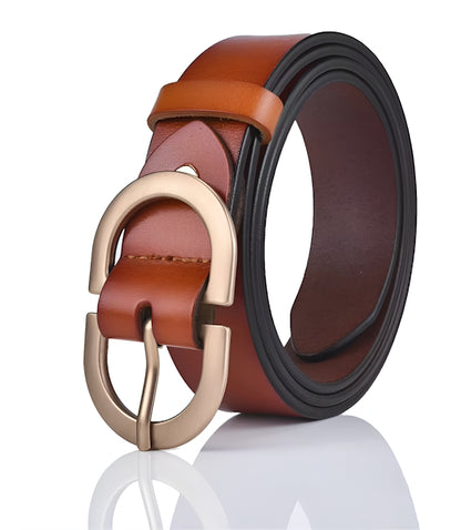 Ceinture Femme en Cuir Marron Camel à Boucle Dorée – Sienne