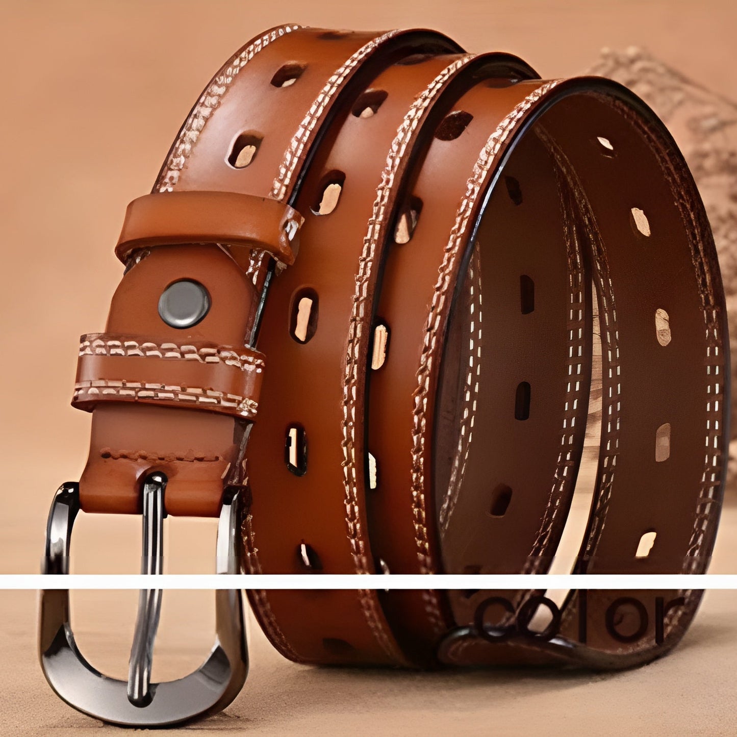 Ceinture Femme Cuir Marron à Couture Apparente – Denver