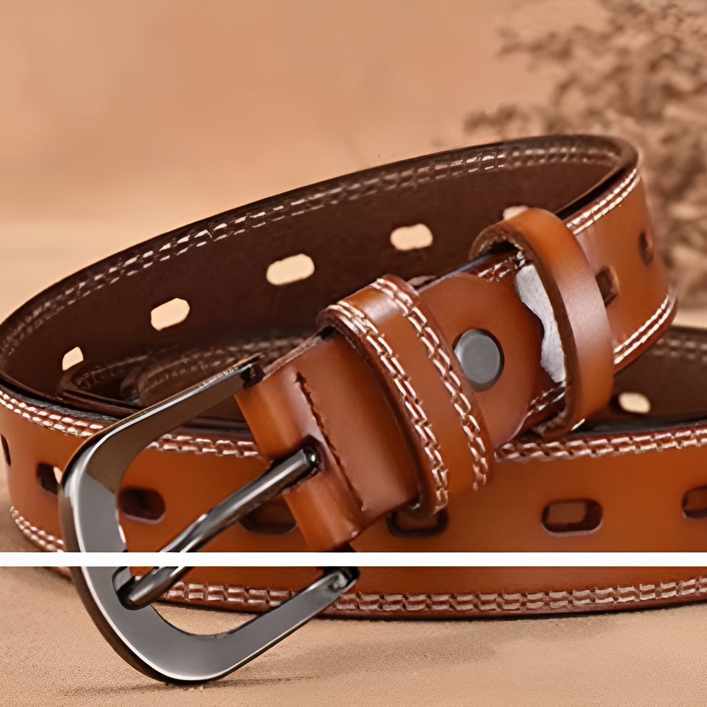 Ceinture Femme Cuir Marron à Couture Apparente – Denver