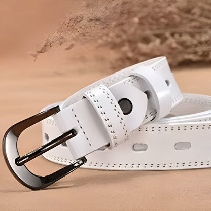 Ceinture Femme Cuir Blanche à Couture Apparente – Aspen
