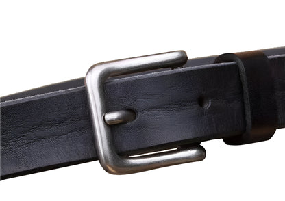 Ceinture Femme Cuir Noire à Boucle Argentée – Brooklyn
