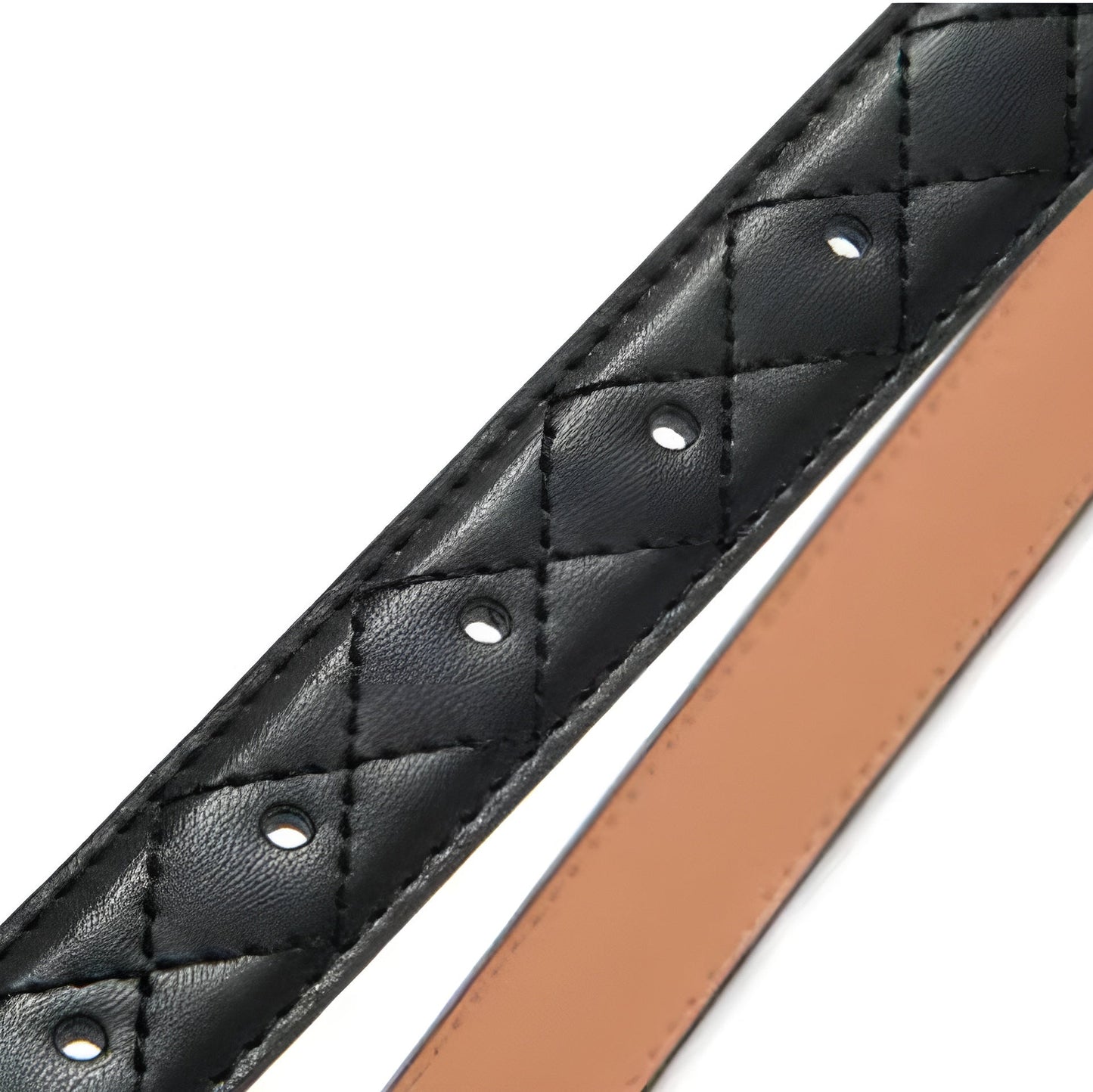 Ceinture Femme Cuir Noire Matelassée à Boucle Chaîne Dorée – Monaco