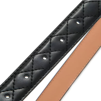 Ceinture Femme Cuir Noire Matelassée à Boucle Chaîne Dorée – Monaco