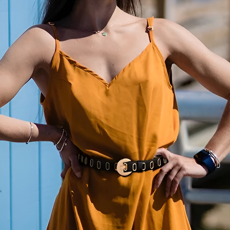 Ceinture Femme Noire en Cuir à Boucle Dorée – Barcelone