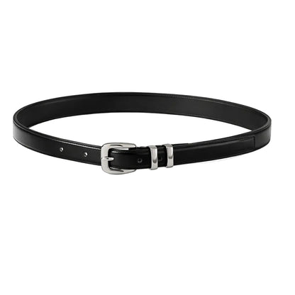 Ceinture Femme Cuir Noire Fine à Boucle Argentée – Soho