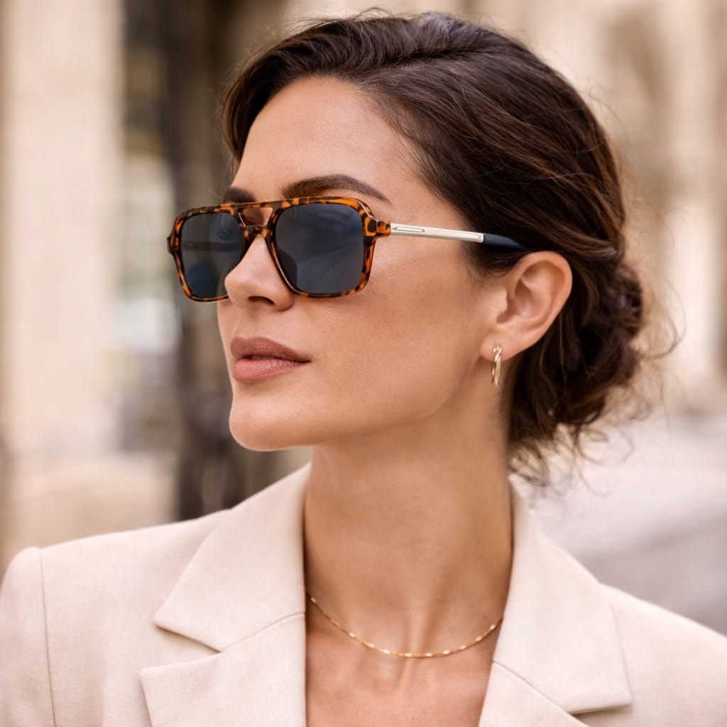 Lunettes de Soleil Femme Carrées avec Monture Écaille – Sena