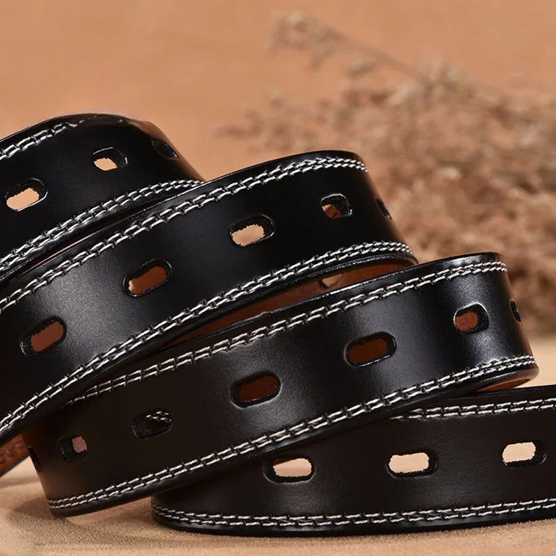 Ceinture Femme Cuir Noire à Couture Apparente – Chicago