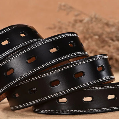 Ceinture Femme Cuir Noire à Couture Apparente – Chicago