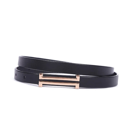 Ceinture Femme Cuir Noire à Boucle Rectangulaire Dorée – Stockholm