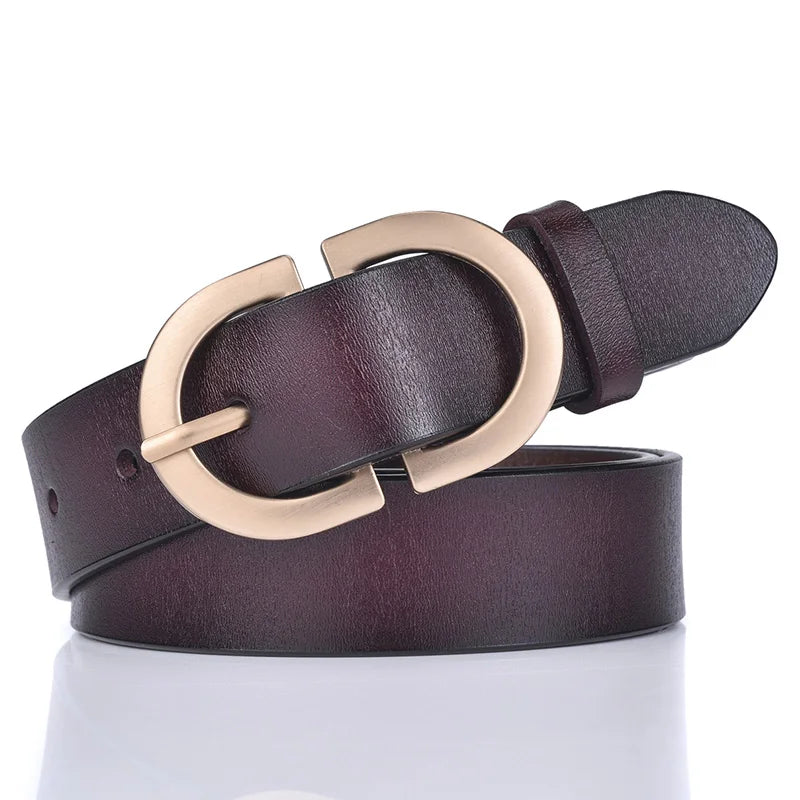 Ceinture Femme en Cuir Marron à Boucle Dorée – Roma