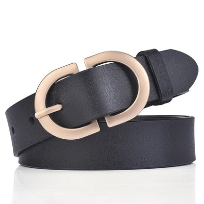 Ceinture Femme en Cuir Noir à Boucle Dorée – Venise