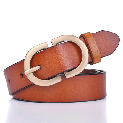 Ceinture Femme en Cuir Marron Camel à Boucle Dorée – Sienne