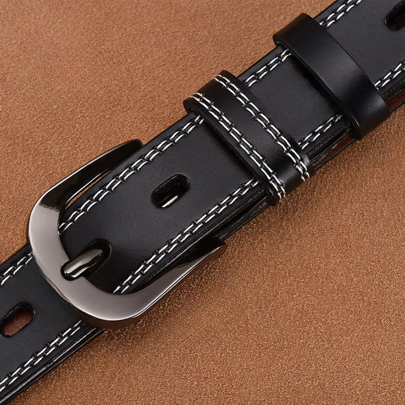 Ceinture Femme Cuir Noire à Couture Apparente – Chicago