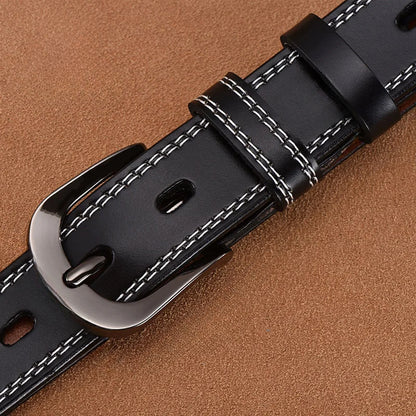 Ceinture Femme Cuir Noire à Couture Apparente – Chicago