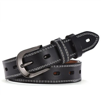 Ceinture Femme Cuir Noire à Couture Apparente – Chicago