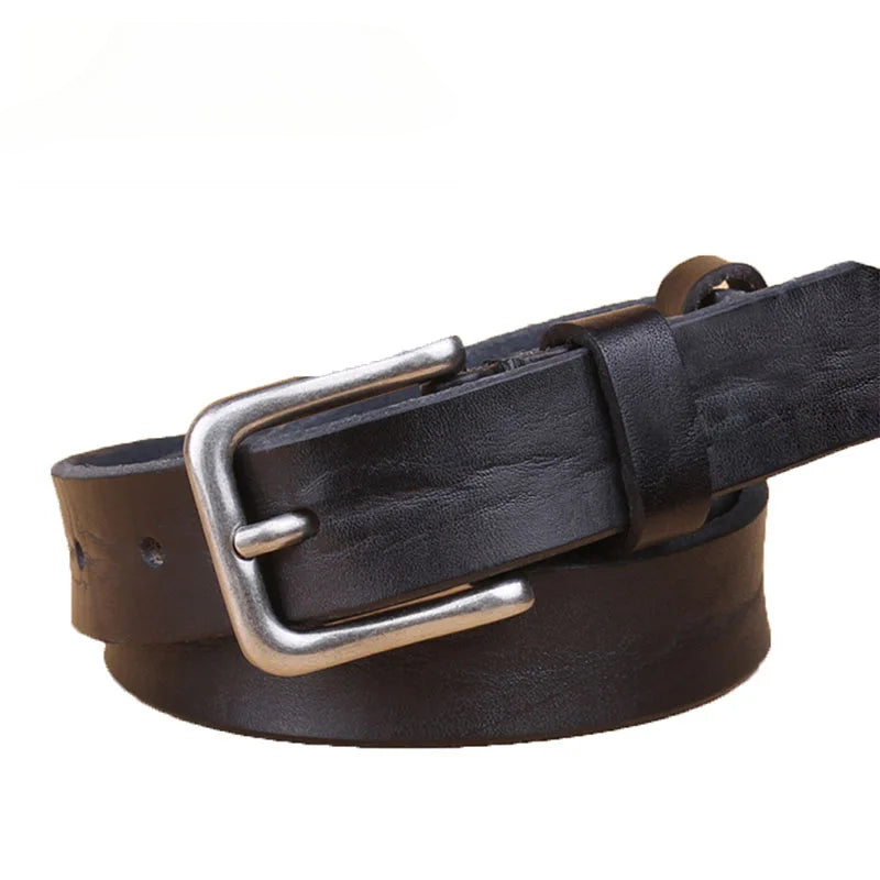 Ceinture Femme Cuir Noire à Boucle Argentée – Brooklyn