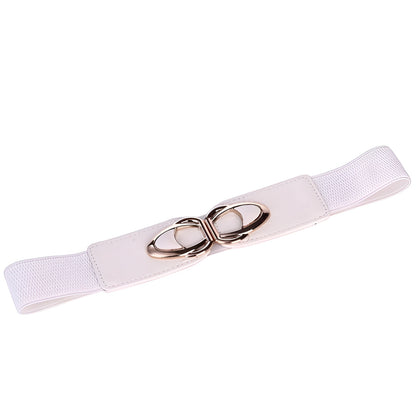 Ceinture Femme Élastique Blanche à Boucle Dorée – Seville