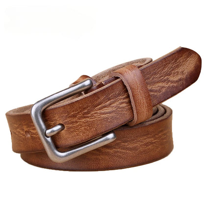 Ceinture Femme Cuir Marron à Boucle Argentée – Dakota