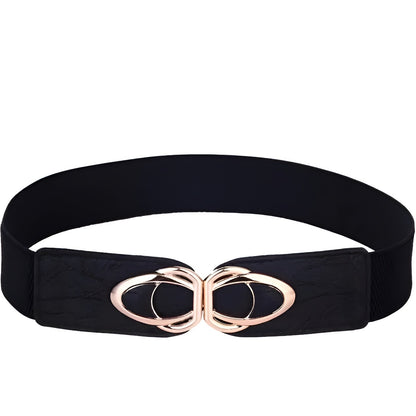Ceinture Femme Élastique Noire à Boucle Dorée – Norway