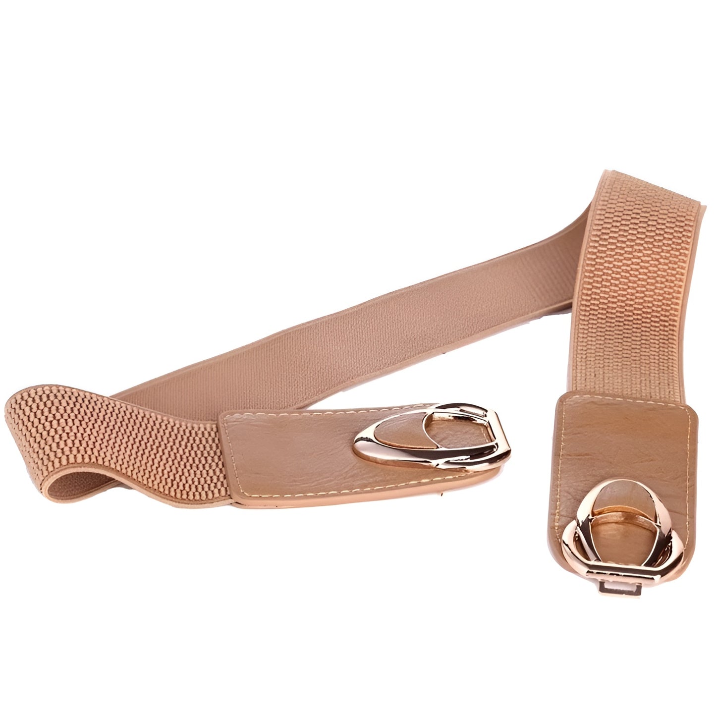 Ceinture Femme Élastique Marron Camel à Boucle Dorée – Bari