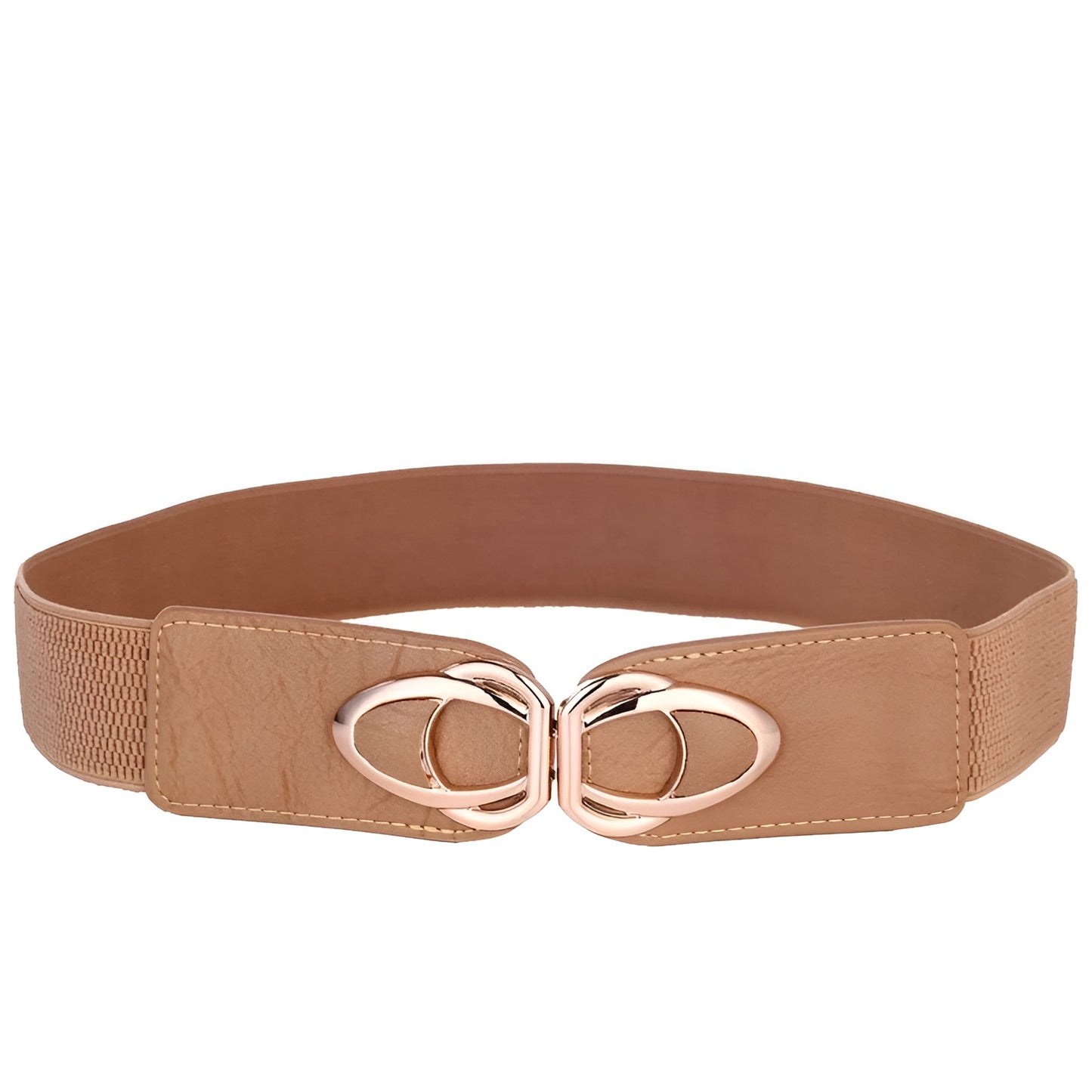 Ceinture Femme Élastique Marron Camel à Boucle Dorée – Bari