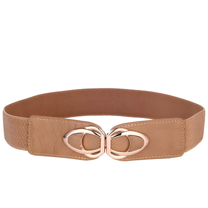 Ceinture Femme Élastique Marron Camel à Boucle Dorée – Bari
