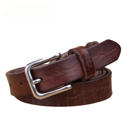 Ceinture Femme Cuir Marron Foncé à Boucle Argentée – Montana