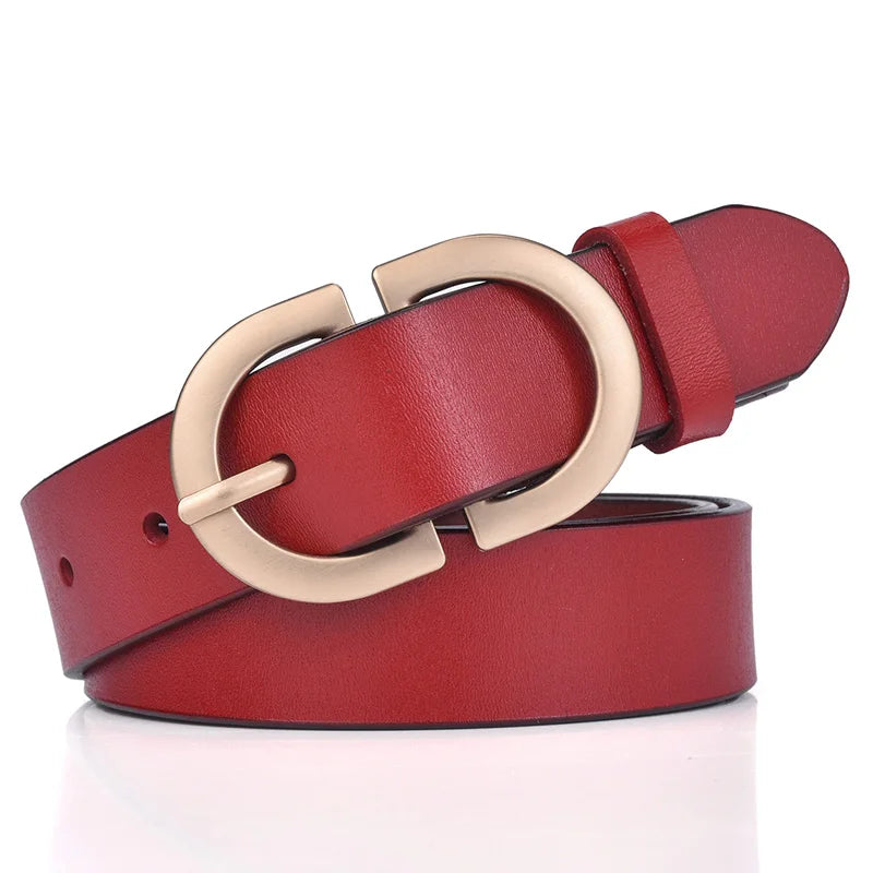 Ceinture Femme en Cuir Rouge à Boucle Dorée – Valence