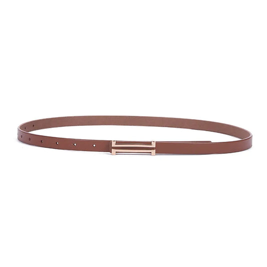 Ceinture Femme Cuir Marron à Boucle Rectangulaire Dorée – Copenhague