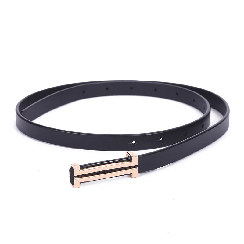 Ceinture Femme Cuir Noire à Boucle Rectangulaire Dorée – Stockholm
