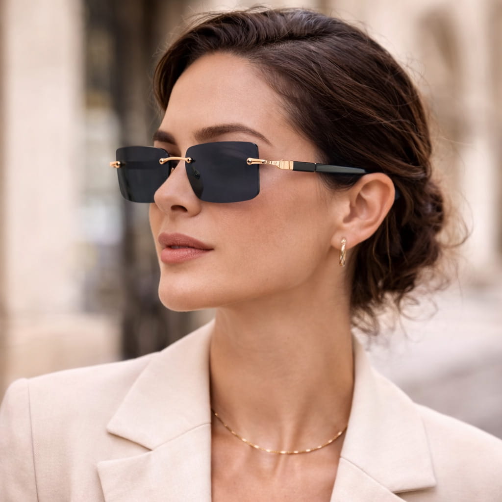 Lunettes de Soleil Femme Rectangulaires Sans Monture – Celestia