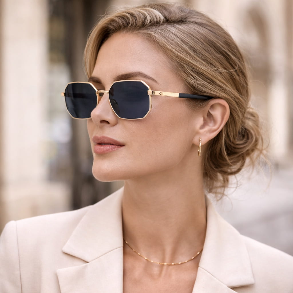 Lunettes de Soleil Femme Rectangulaires Métalliques – Selena