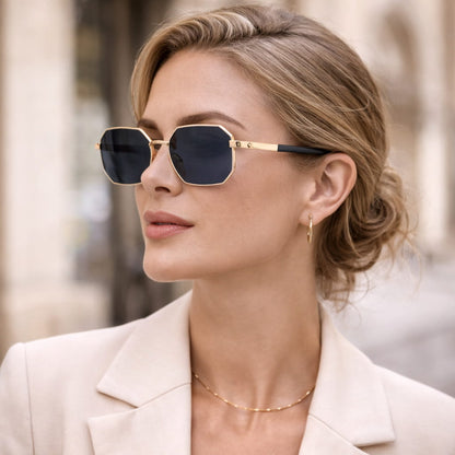 Lunettes de Soleil Femme Rectangulaires Métalliques – Selena