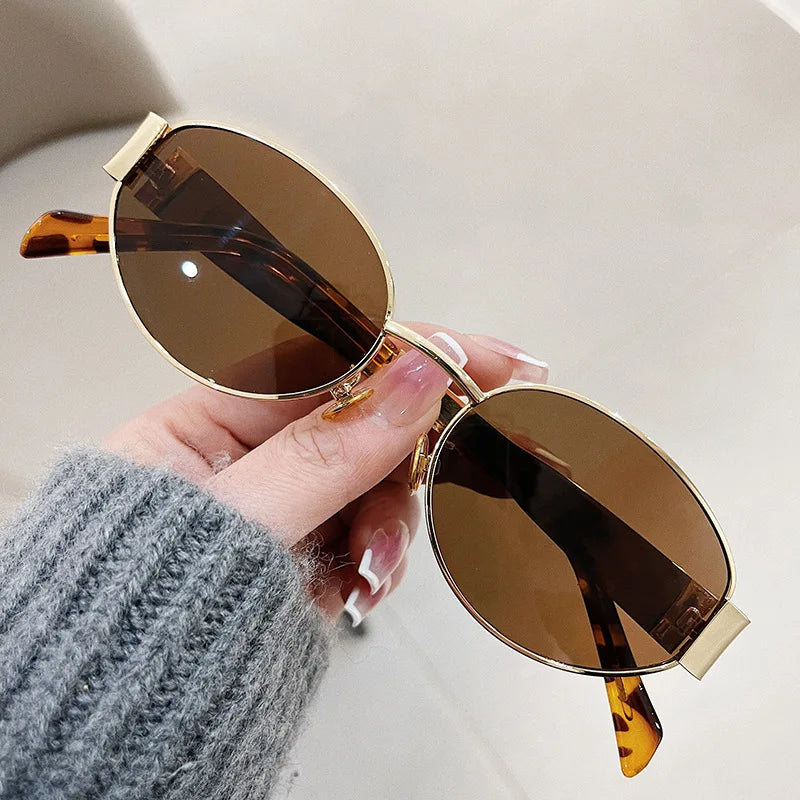 Lunettes de Soleil Femme Ovales Métalliques – Tienda