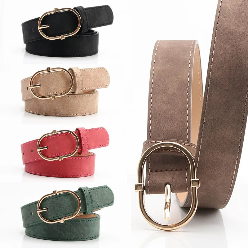 Ceinture Femme Cuir – Boucle Ovale Métal Minimaliste