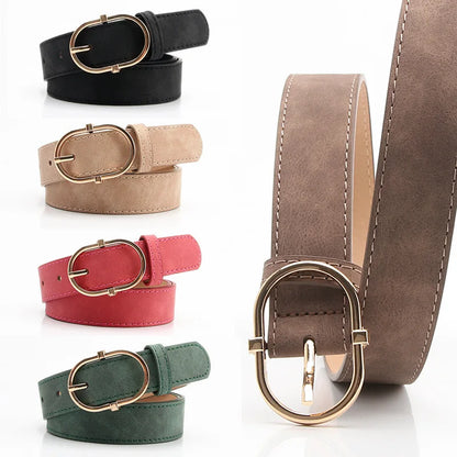 Ceinture Femme Cuir – Boucle Ovale Métal Minimaliste