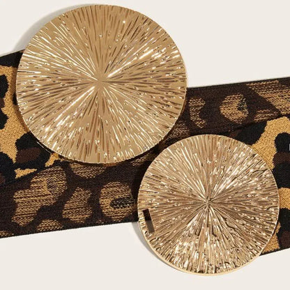 Ceinture Femme Élastique Léopard à Boucle Dorée – Dubaï