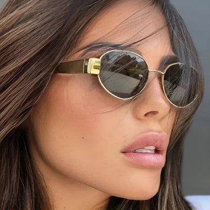 Lunettes de Soleil Femme Ovales Métalliques – Tienda