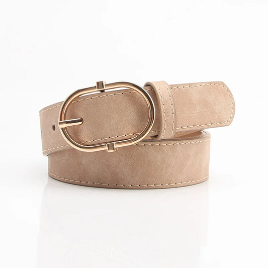 Ceinture Femme Cuir – Boucle Ovale Métal Minimaliste