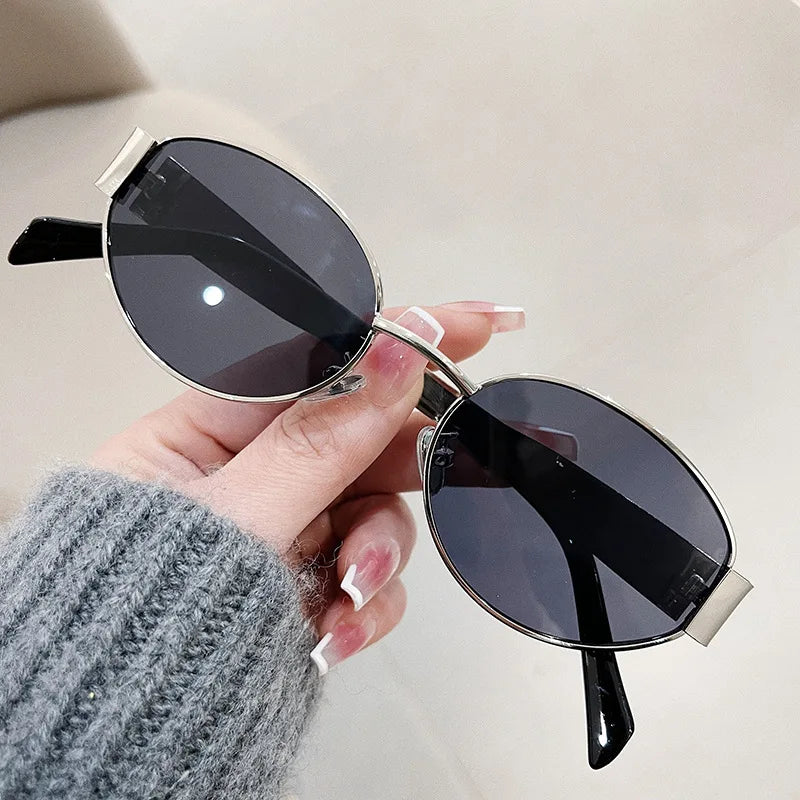 Lunettes de Soleil Femme Ovales Métalliques – Tienda