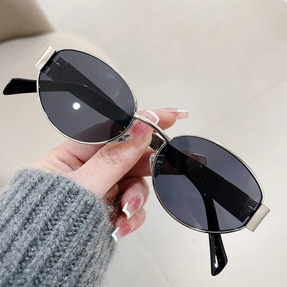 Lunettes de Soleil Femme Ovales Métalliques – Tienda