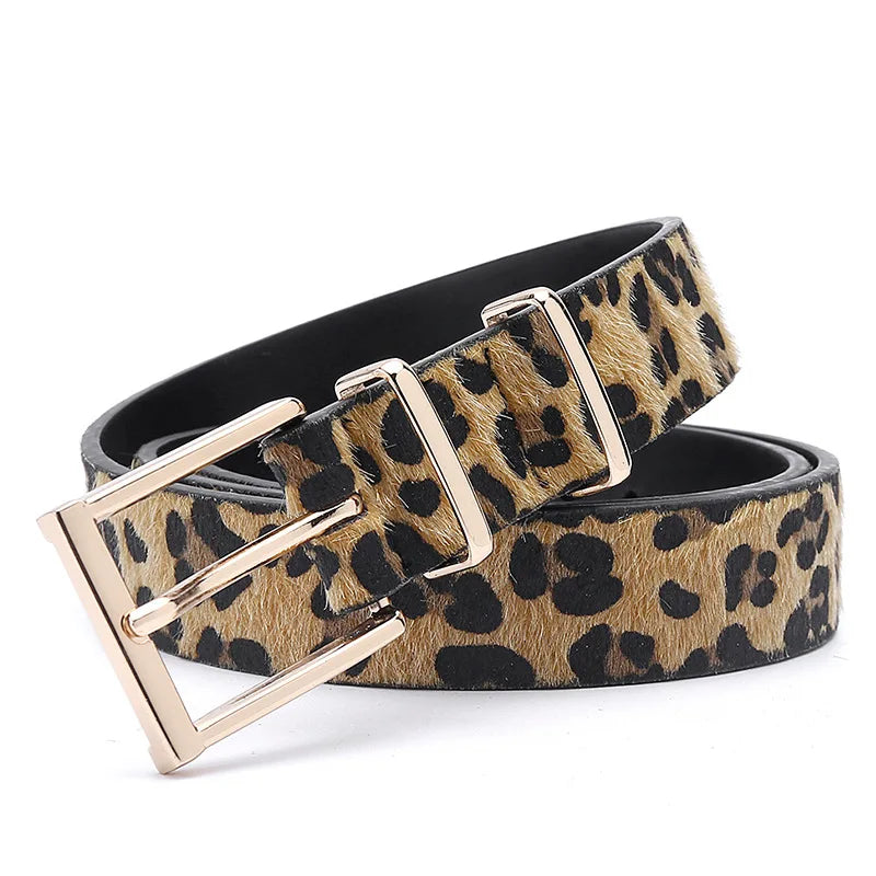 Ceinture Femme Cuir Léopard à Boucle Carrée Dorée – Nairobi